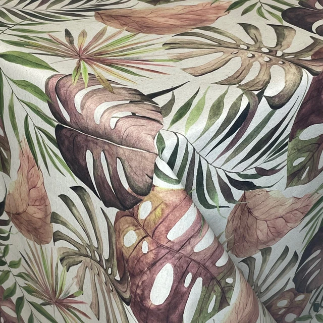 Mantel Algodón Cubierto Tischbelag Jacquard DP529 Monstera Palmenblatt
