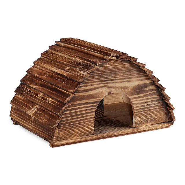 Casa erizos madera Cueva erizo suelo Refugio erizo Caseta erizo tejas de madera