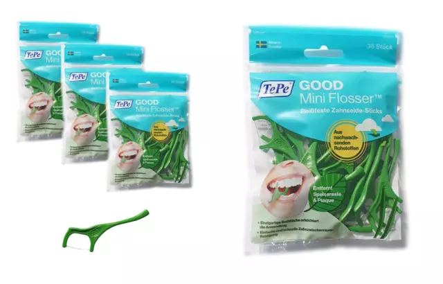 3x TePe Good Mini Flosser - 3x 36 St. Zahnseide mit Halter Zahnseidestick