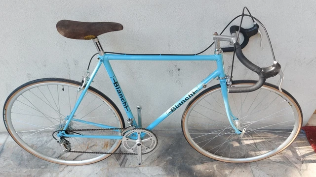 Vélo De Route Vintage Campagnolo Super Record - Cadre Acier 57cm Couleur Celeste - Italie - 10 Vitesses