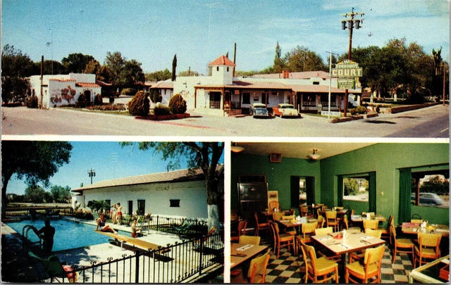 Broadway Courts Las Cruces New Mexico NM Multi View Old Cars Unposted Postcard