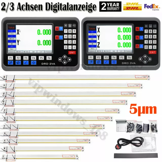 TOAUTO 50-1000mm 2/3 Axes DRO Echelle Linéaire Numérique 5μm Glissière Stable