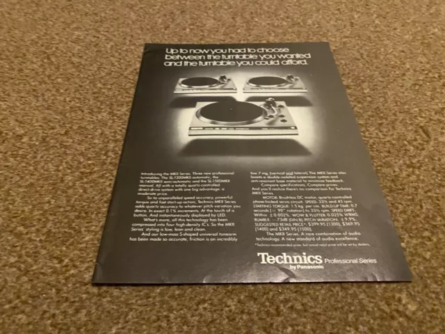 Jbf24 Advert 11X8 Technics Mkii Serie Plattenspieler