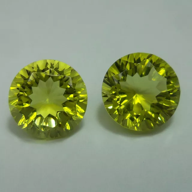 10x10x6.7MM Natural Limón Cuarzo Cóncava Redondo Joyería Hacer 2 Suelto Gemas