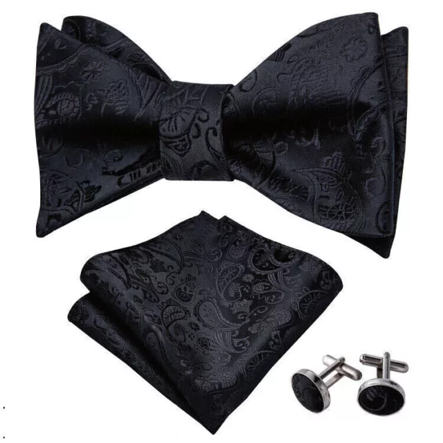 Mens Tie Bowtie and Pocket Square Cufflinks Set Wedding Formal Casual Bow Ties