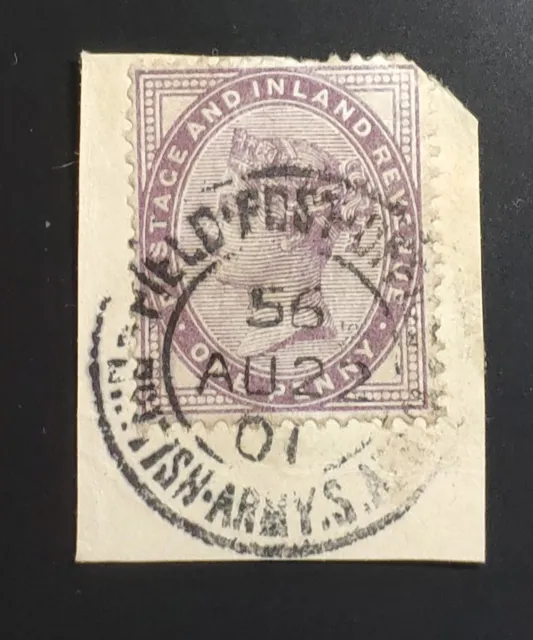 GB. QV. 1901 1d Lilac USED ABROAD in BOER WAR with Aug 22nd 1901 CDS postmark.