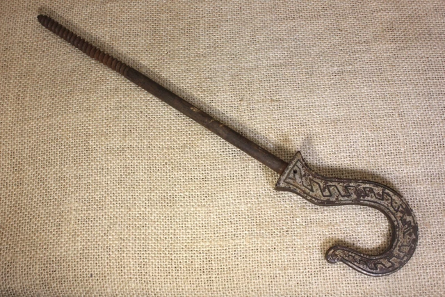 Old Ceiling Plant Hook Chandelier Bird Cage Hanger 11 1/4" Nickel Iron Vintage