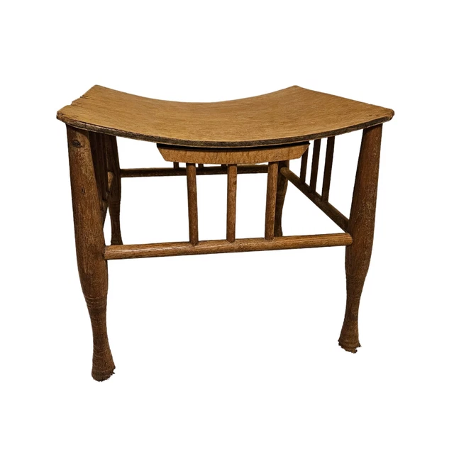 VTG THEBES STOOL Egyptian Revival Style Bent Wooden Seat Decor Foot