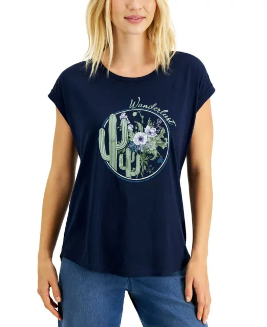 NWT Style & Co. Women's Wanderlust Scoop Neck Graphic Print T-Shirt XS-XXL