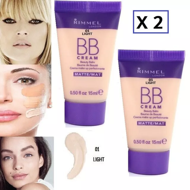 RIMMEL BB Cream Creme  Fond de teint  MATTE MAT 30ml  (2  x 15ml) 01 Light Clair