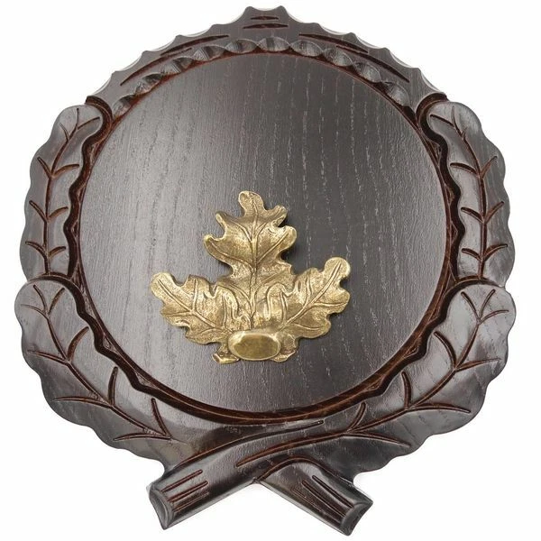 Placa de Jabalí Tallado Oscuro Af 17,5 CM Con 1 Pieza Hoja Roble Portada Grande