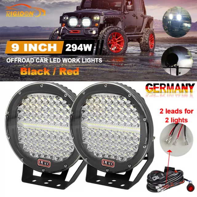 2pcs 9 Inch 294W LED Work Light 12V 24V Spotlight Headlight Offroad Car Driving