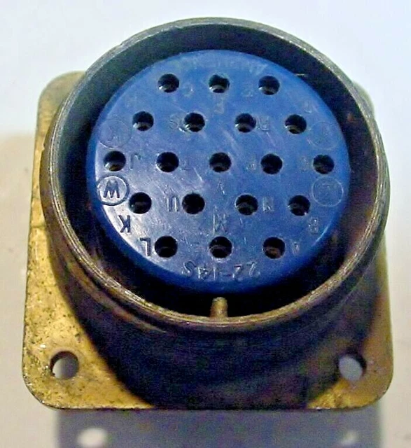 NOS Military Amphenol 19 Pin Female Chassis Connector AN3102A22-14S© On Blue Ins