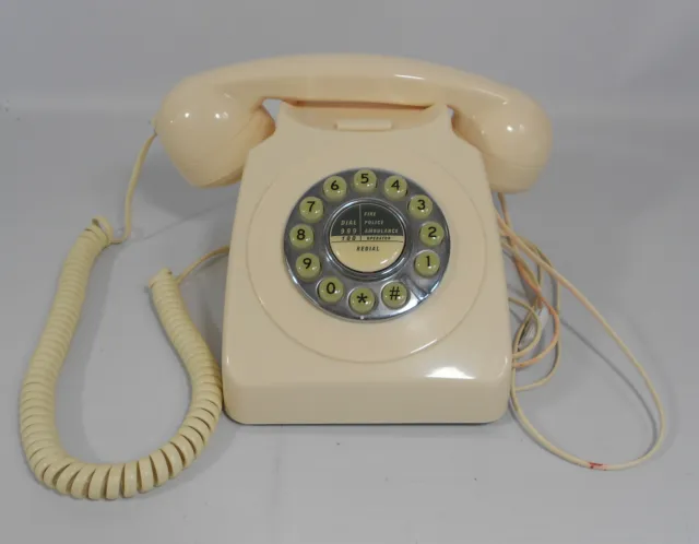 MaxTek Retro Style Corded Phone Cream Push Button Telephone 72925