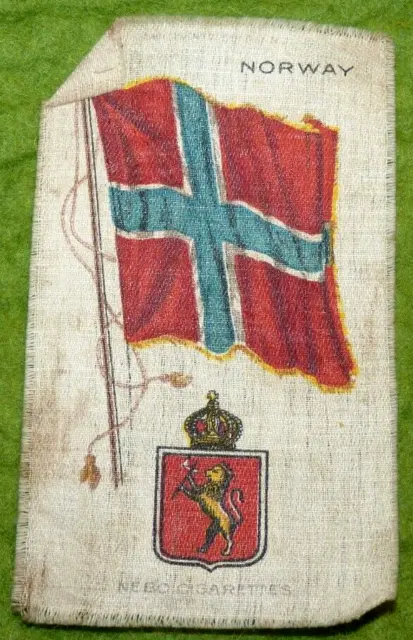 4/22 Nebo cigarettes silk flagNorway  Publicité soie ancien drapeau Norvège