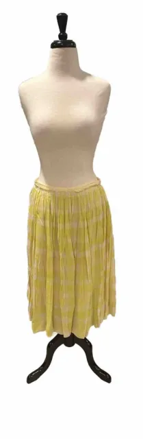 Paul Smith Black Label Yellow Plaid Pleated Skirt Made in Portugal Sz 46 US 10