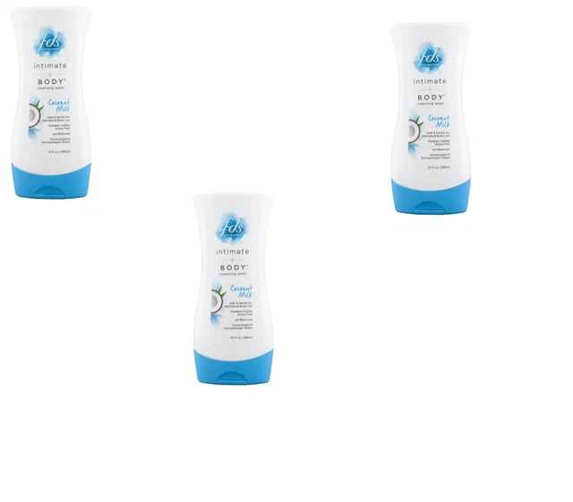 BL Fds Intimate + Limpieza Corporal Lavado Leche de Coco 10 oz cada uno *PAQUETE DE TRES*