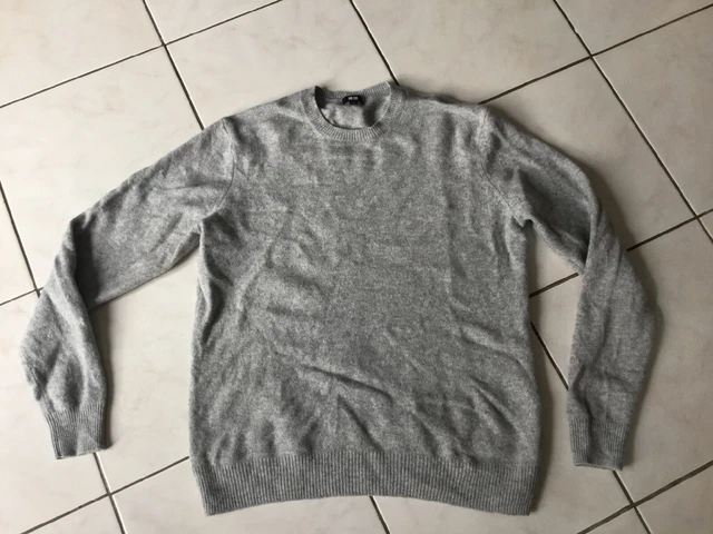 Pull UNIQLO Taille S Gris - Pure Laine Vierge, Occasion Très Bon état