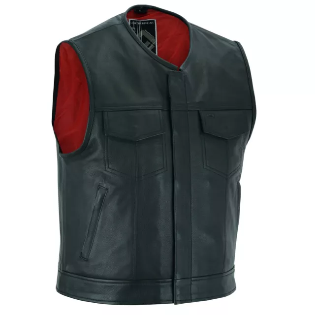 NEU LEDERWESTE LEDER WESTE KUTTE MOTORRAD BIKER Vest gilet en cuir CHOPPER CLUB 3