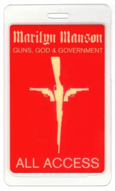 Marilyn Manson Guns, God & Government Tour. All Access Laminate Backstage Pass