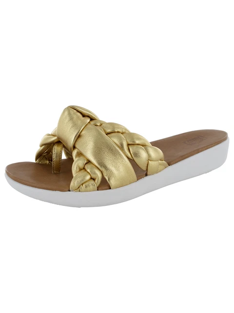 Fitflop Womens Braid Leather Toe Post Slide Sandal Shoes