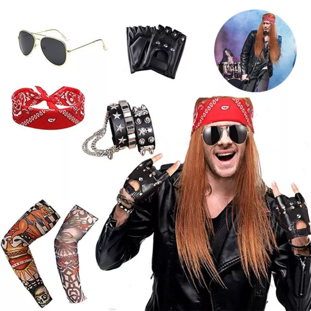 Adult 80s Rock N Roll Party Costume Accessories 1980s Music Band Rapper Cosplay