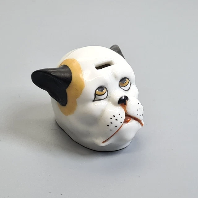 Antique Tape Measure Porcelain Bulldog Head