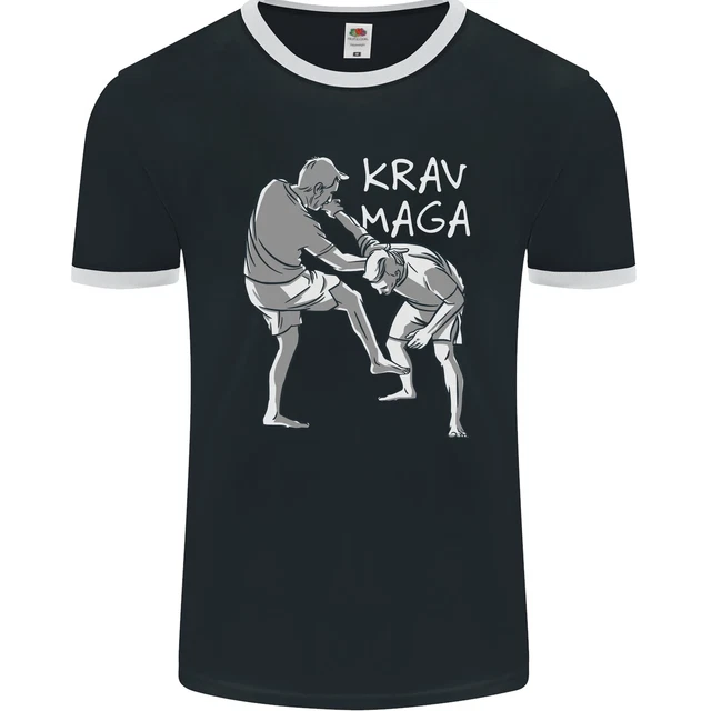 T-shirt lottatore Krav Maga arti marziali miste MMA da combattimento uomo fotoL
