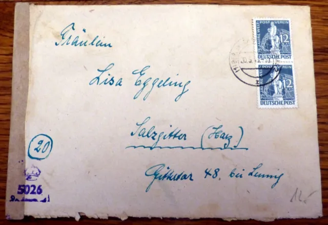 britische Zensur 5026 Brief Berlin 1949 Salzgitter (558