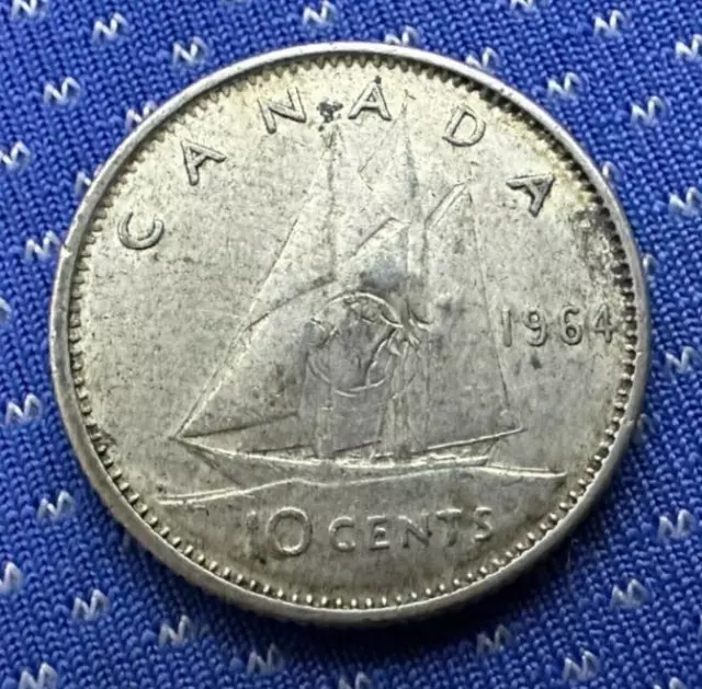 1964 Canada 10 Cents Coin  .800 Silver    #G61