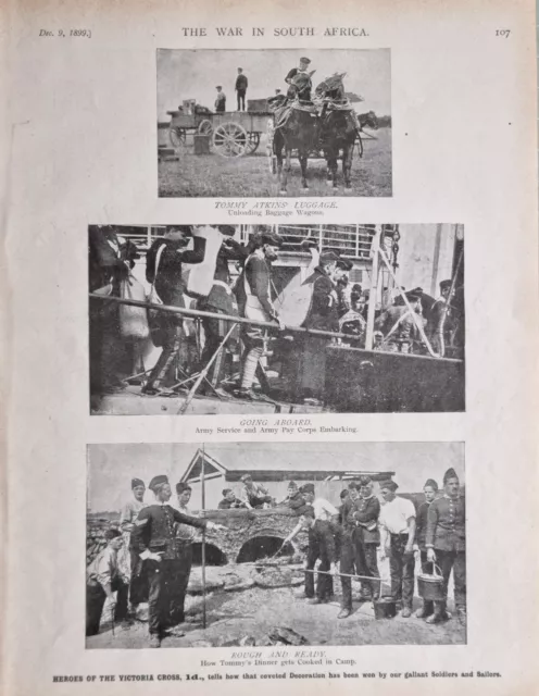 1899 Print Boer War Soldier Unloading Baggage Wagons Army Pay Corps Embarking