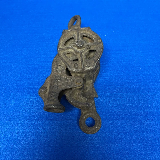 Antique Cast Iron Hay Trolley Patd 1887 Farm Barn Pulley Tool