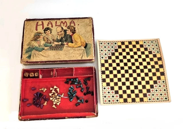 Jeu De Société Ancien – Halma Complet En Bois – Occasion