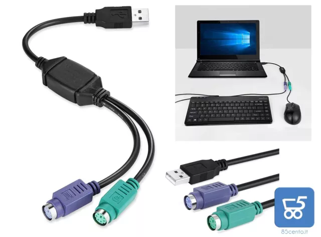 Adattatore da PS2 a USB, per tastiera e mouse con interfaccia PS2 PC Desktop NB