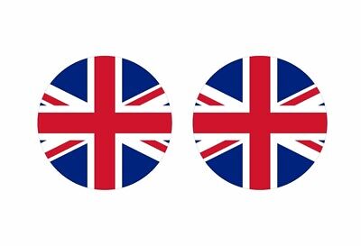 2x Autoadesivo Tondo Perline Bandiera UK Inglese Regno Uni Union Jack