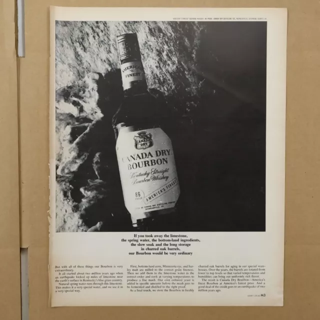 1966 Canada Dry Kentucky Straight Bourbon Whiskey Print Ad 10.5" x 13.25"