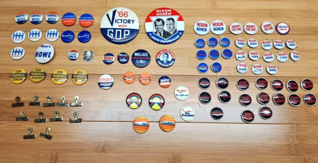 Lot of 88 US Presidential Campaign Political Pins Democrat and Republican 1960's