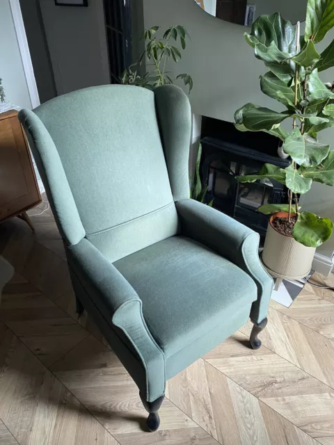 Parker Knoll Fireside Wingback Mid Century Chair Armchair Recliner Green Velvet