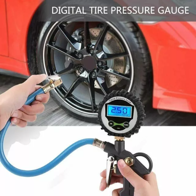 Digital Tire Inflator with Pressure Gauge 250 PSI Air Chuck for Truck/Car/Bike