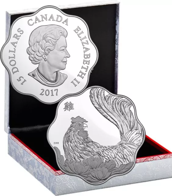 2017 Lunar Lotus Year of Rooster $15 Pure Silver Proof Coin Canada