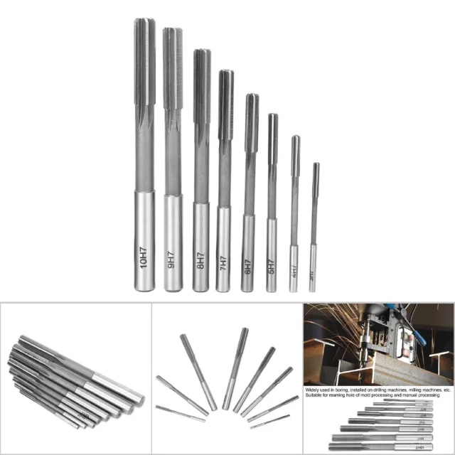 8Pcs Reamer High Speed Steel HighAccuracy Straight Shank Reaming Tool Accessory↑