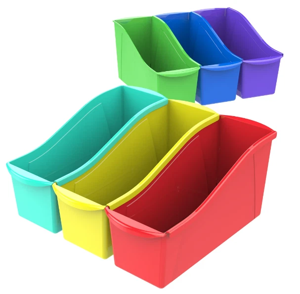 Storex Large Plastic Book and Magazine Bin, Assorted Colors, 6-Pack - NEW