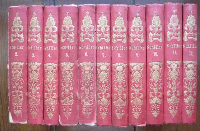 Friedrich Schiller Sämmtliche Werke 11 Bände Dekorativ Goldprägung von 1847