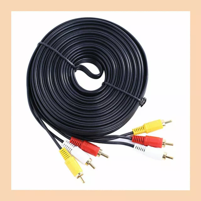 Premium AV Cable Male 3RCA to 3 RCA Male Composite Audio Video Cord TV DVD