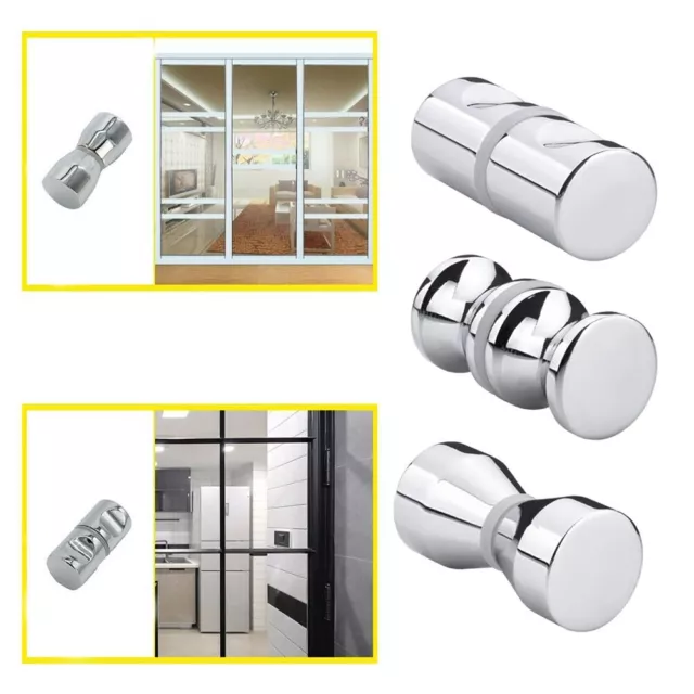 Premium Chrome Plated Zinc Alloy Shower Door Handle Knob for Thick Doors
