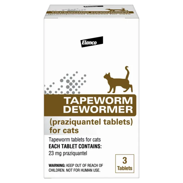 Elanco Tapeworm Dewormer (Praziquantel tablets) for Cats and Kittens 6 Weeks ...