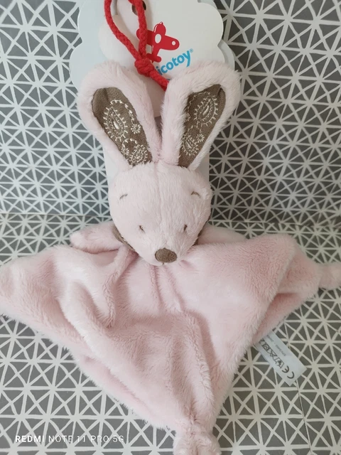 Doudou plat lapin rose bandana marron Simba Nicotoy neuf