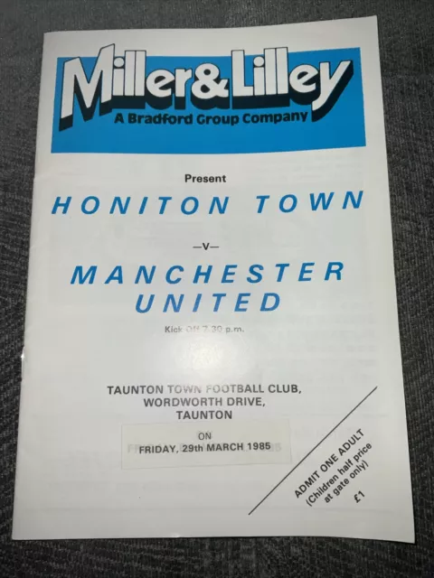 Honiton v Man Utd 1985 Programme