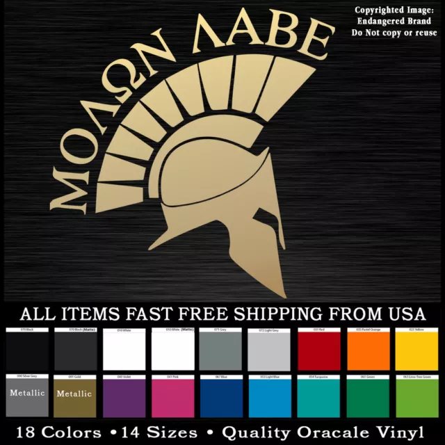 Molon Labe Spartan Helmet, Look Right Molan, 2nd Come and Take It Sticker Decal