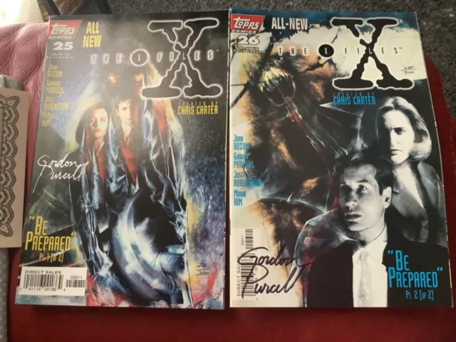 Topps Comics The X-Files #25 & #26 Signed By Gordon Purcell Coa 225/300 Mint